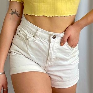 White High Waisted Shorts